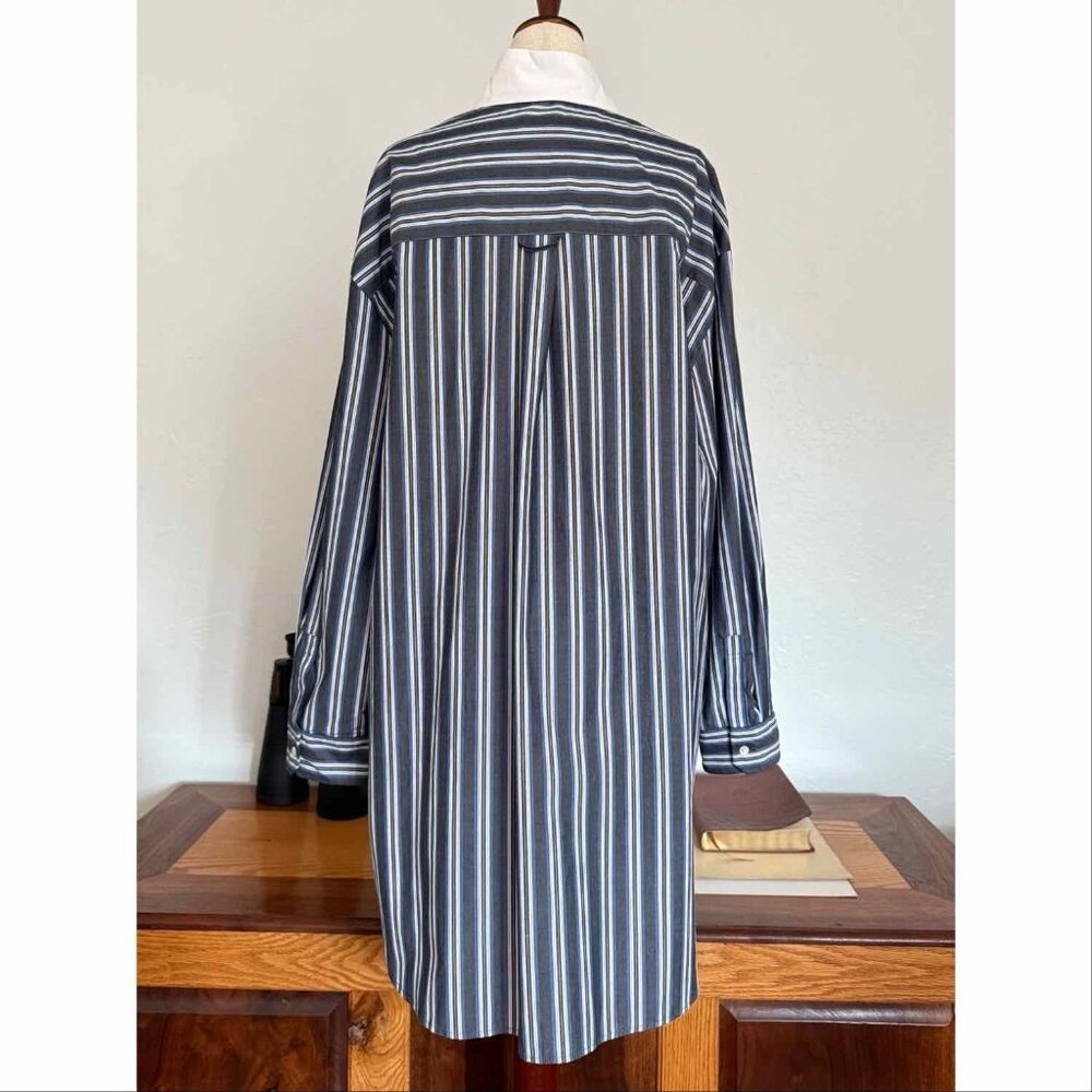 Sandro Oversized Striped Button Down Shirt Blue Grey Size S $340 - Picture 5 of 13